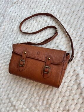 Vintage Ralph Lauren Polo Brown Leather Barrel Crossbody Shoulder Bag